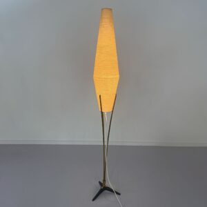 Messing Vloerlamp van Cosack Leuchten, 1950s – Coconvormige Glasvezel Kap