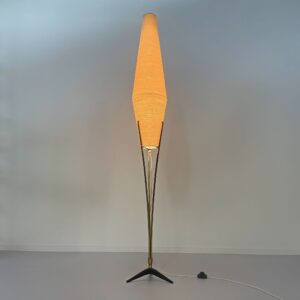 Messing Vloerlamp van Cosack Leuchten, 1950s – Coconvormige Glasvezel Kap