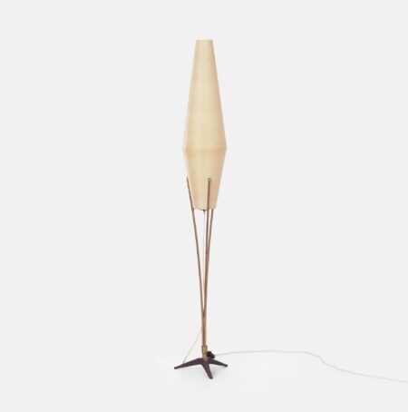 Messing Vloerlamp van Cosack Leuchten, 1950s – Coconvormige Glasvezel Kap