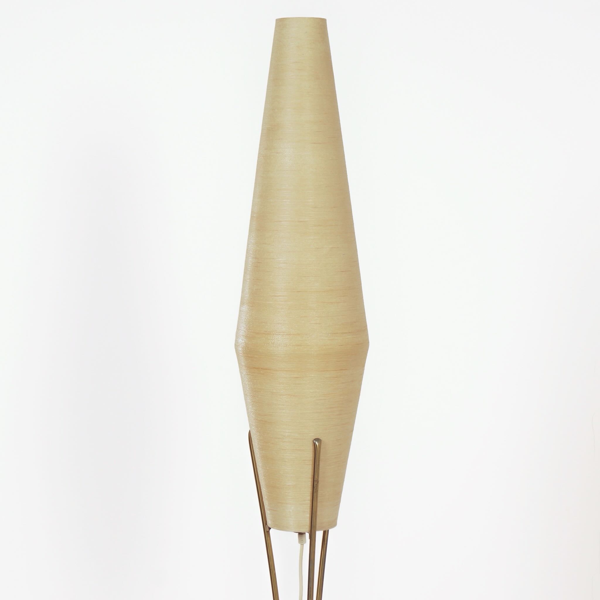 Messing Vloerlamp van Cosack Leuchten, 1950s – Coconvormige Glasvezel Kap