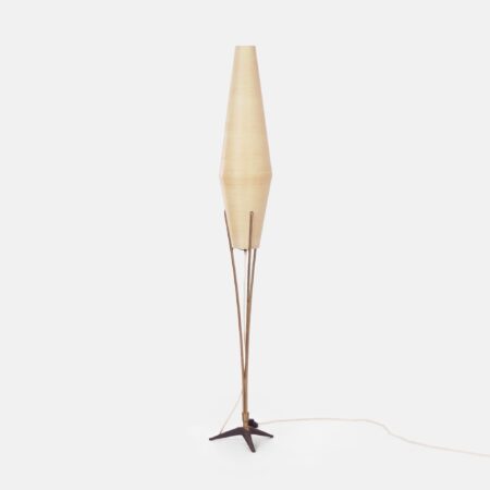 Messing Vloerlamp van Cosack Leuchten, 1950s – Coconvormige Glasvezel Kap