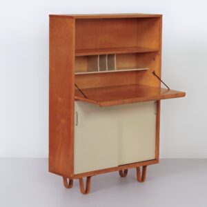 Boekenkast BB 54 met Secretaire van Cees Braakman voor Pastoe, 1957 – Luspootjes en Berkenfineer, Zeldzame Vroege Editie