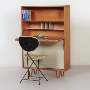 Boekenkast BB 54 met Secretaire van Cees Braakman voor Pastoe, 1957 – Luspootjes en Berkenfineer, Zeldzame Vroege Editie