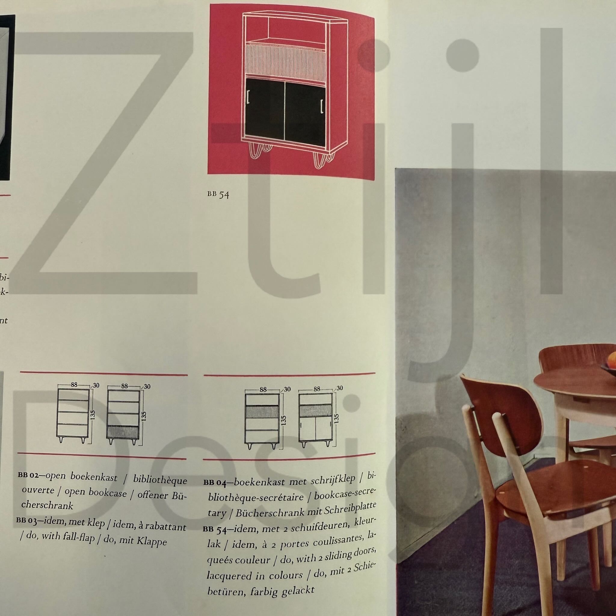 TestNL Boekenkast BB 54 met Secretaire van Cees Braakman voor Pastoe, 1957 – Luspootjes