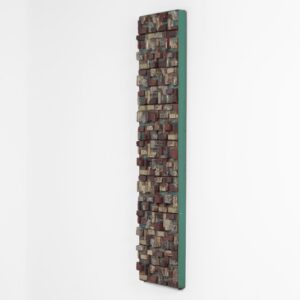 Wandsculptuur van keramiek in metalen frame, Nederland 1960s, groot handgemaakt wandobject