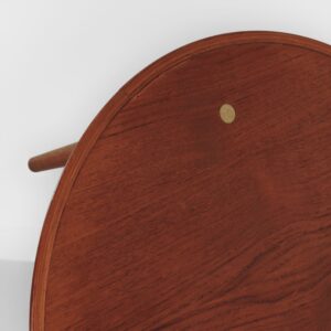 Ronde Deense salontafel, 1960s, teakhout met messing inleg en onderblad