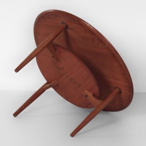 Ronde Deense salontafel, 1960s, teakhout met messing inleg en onderblad