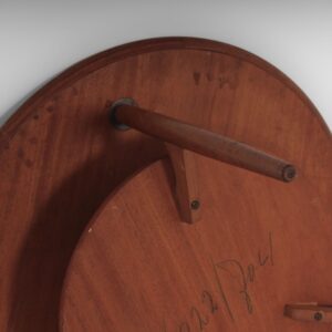 Ronde Deense salontafel, 1960s, teakhout met messing inleg en onderblad