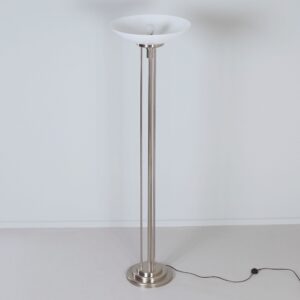 Empire Vloerlamp van Giso, 1980s, mat nikkel &#038; opaalglas