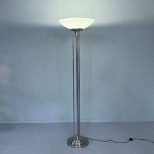 Empire Vloerlamp van Giso, 1980s, mat nikkel &#038; opaalglas