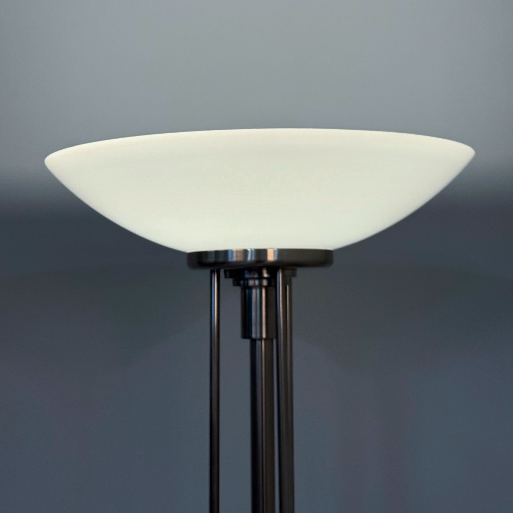 Empire Vloerlamp van Giso, 1980s, mat nikkel & opaalglas