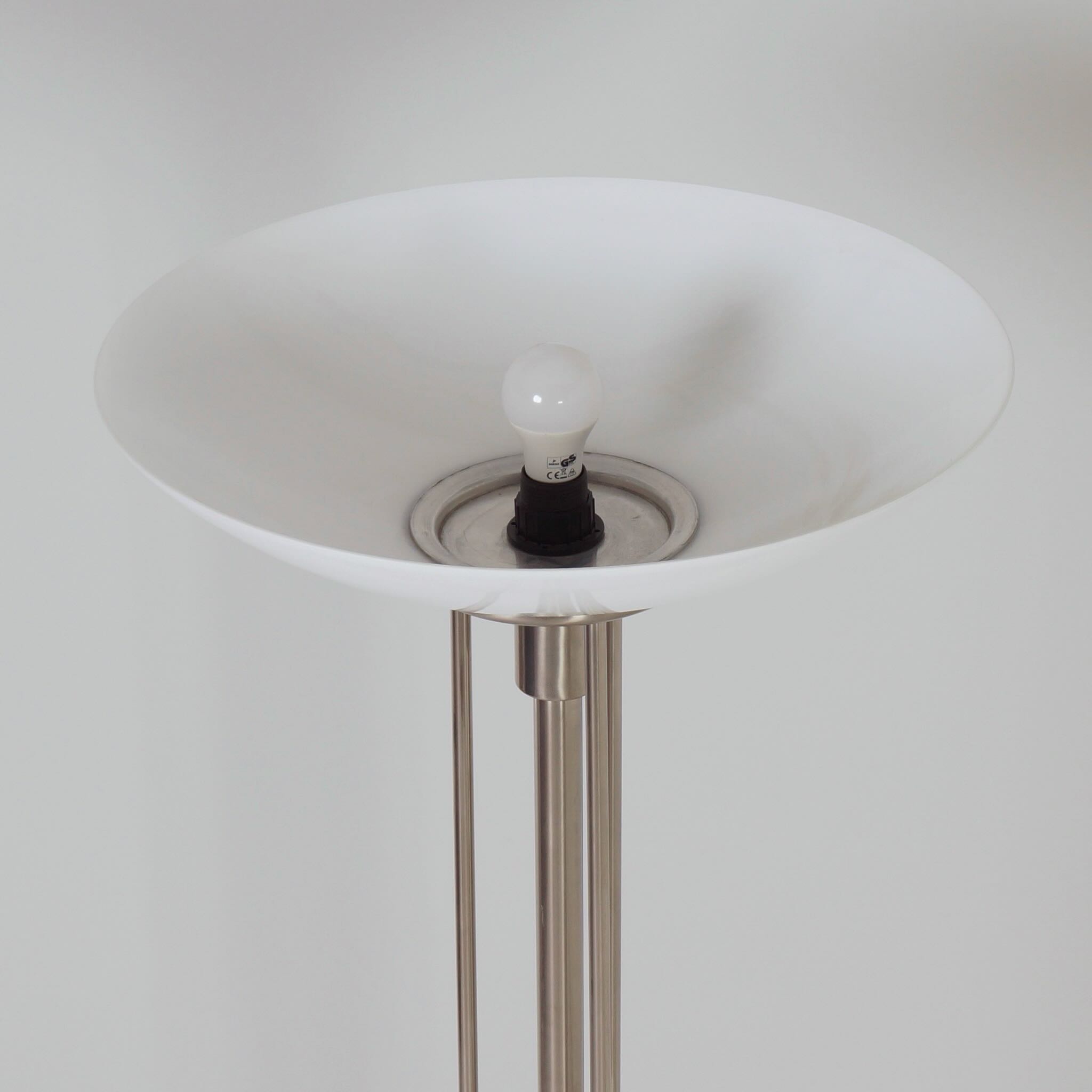 Empire Vloerlamp van Giso, 1980s, mat nikkel & opaalglas