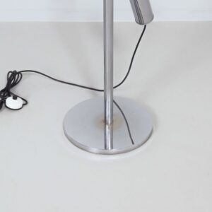 Chromen space age vloerlamp uit de jaren 70 met verstelbare hengelarm
