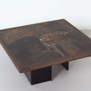 Salontafel van Paul Kingma, 1979 &#8211; Brutalistisch Mozaïekblad, Gesigneerd