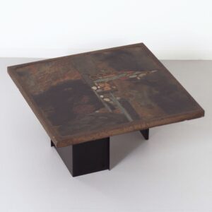 Salontafel van Paul Kingma, 1979 &#8211; Brutalistisch Mozaïekblad, Gesigneerd