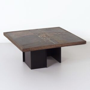 Salontafel van Paul Kingma, 1979 &#8211; Brutalistisch Mozaïekblad, Gesigneerd