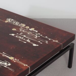Salontafel van Paul Kingma, 1970s – Ebbenhout met Messing en Kunsthars Inleg
