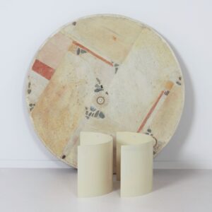 Ronde Salontafel van Paul Kingma, 1981, Witte Steen en Mozaïekblad