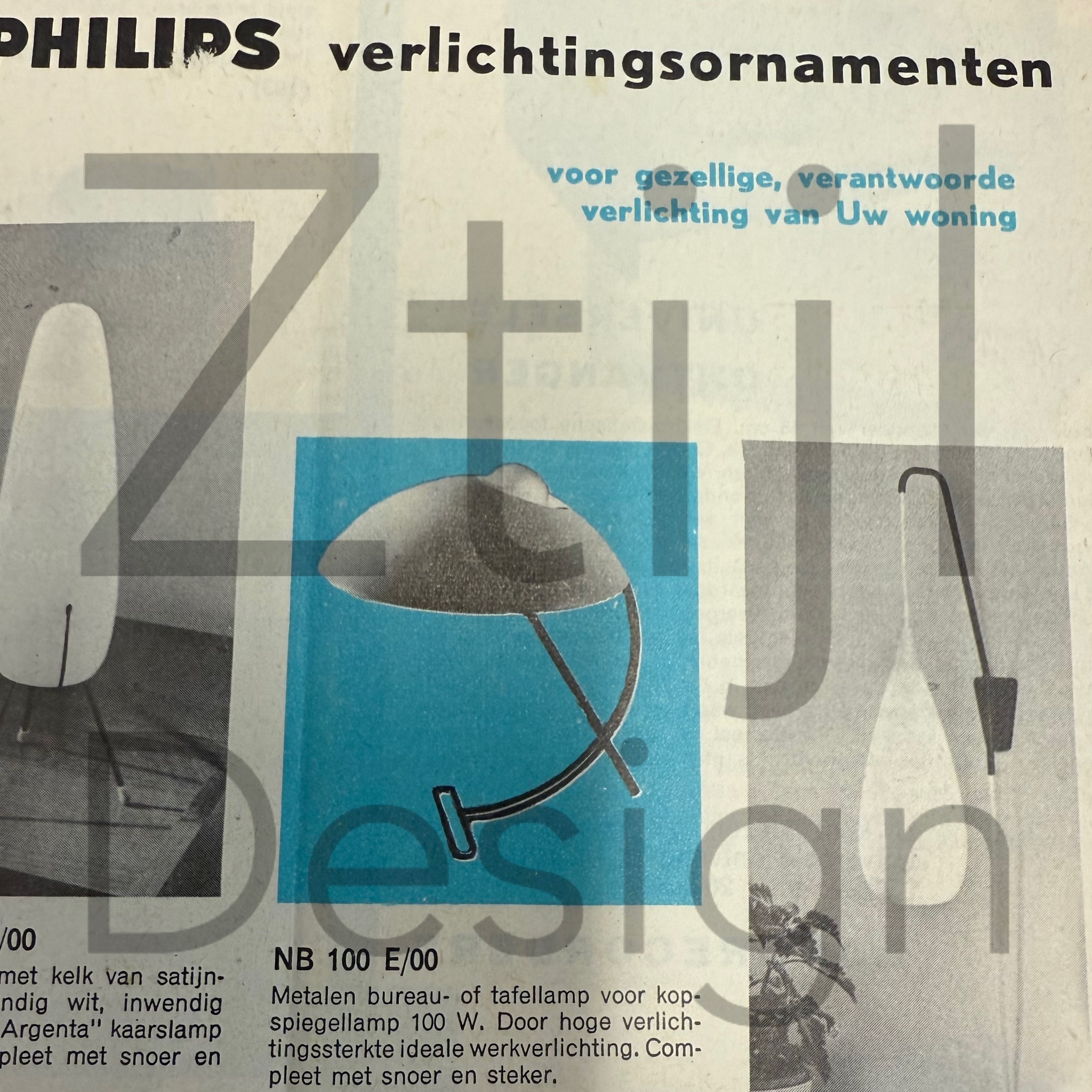 Bureaulamp NB100 van Louis Kalff voor Philips uit de jaren 50 in grijs metaal