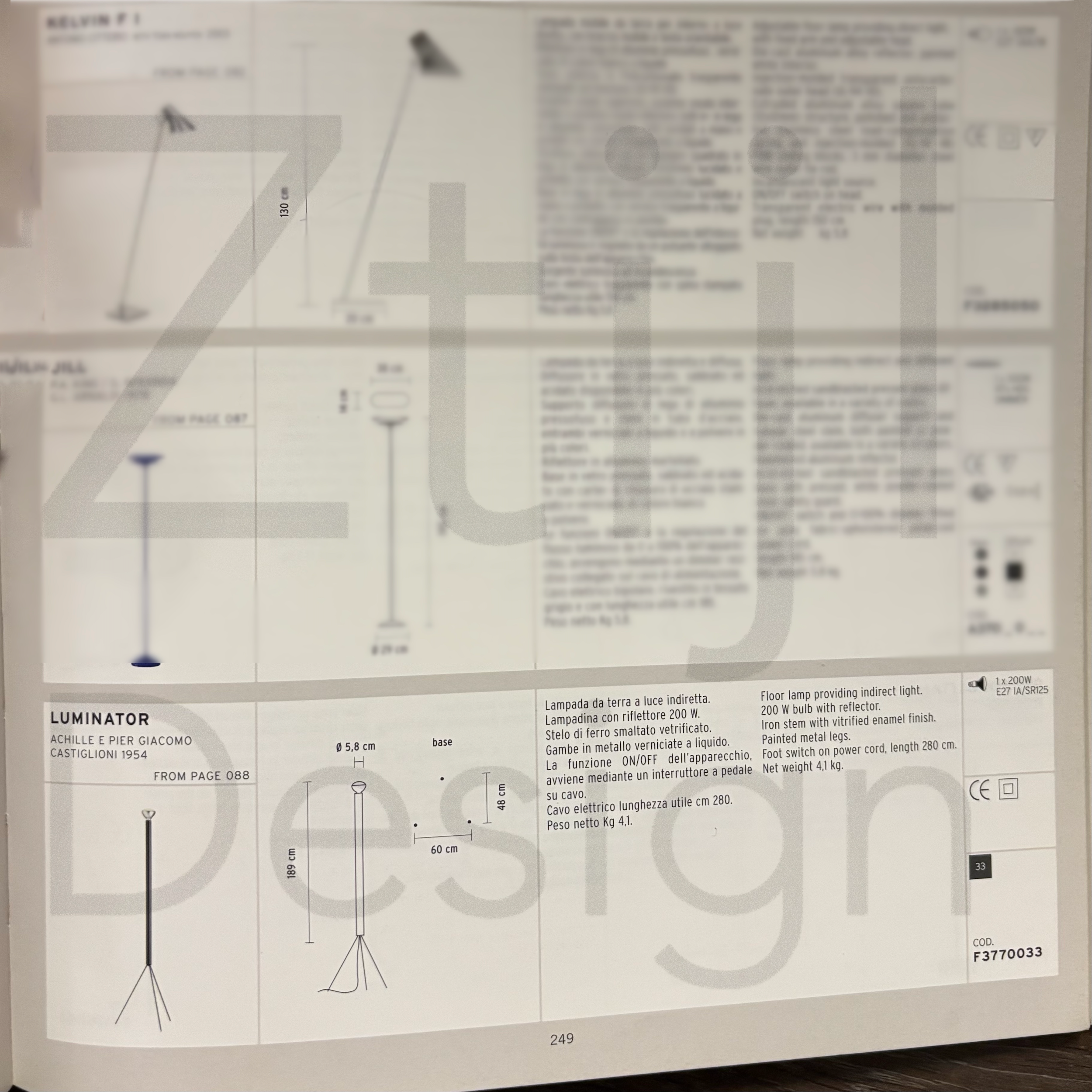Luminator Vloerlamp van Castiglioni voor Flos uit de Jaren 90 in Antracietgrijs Metaal
