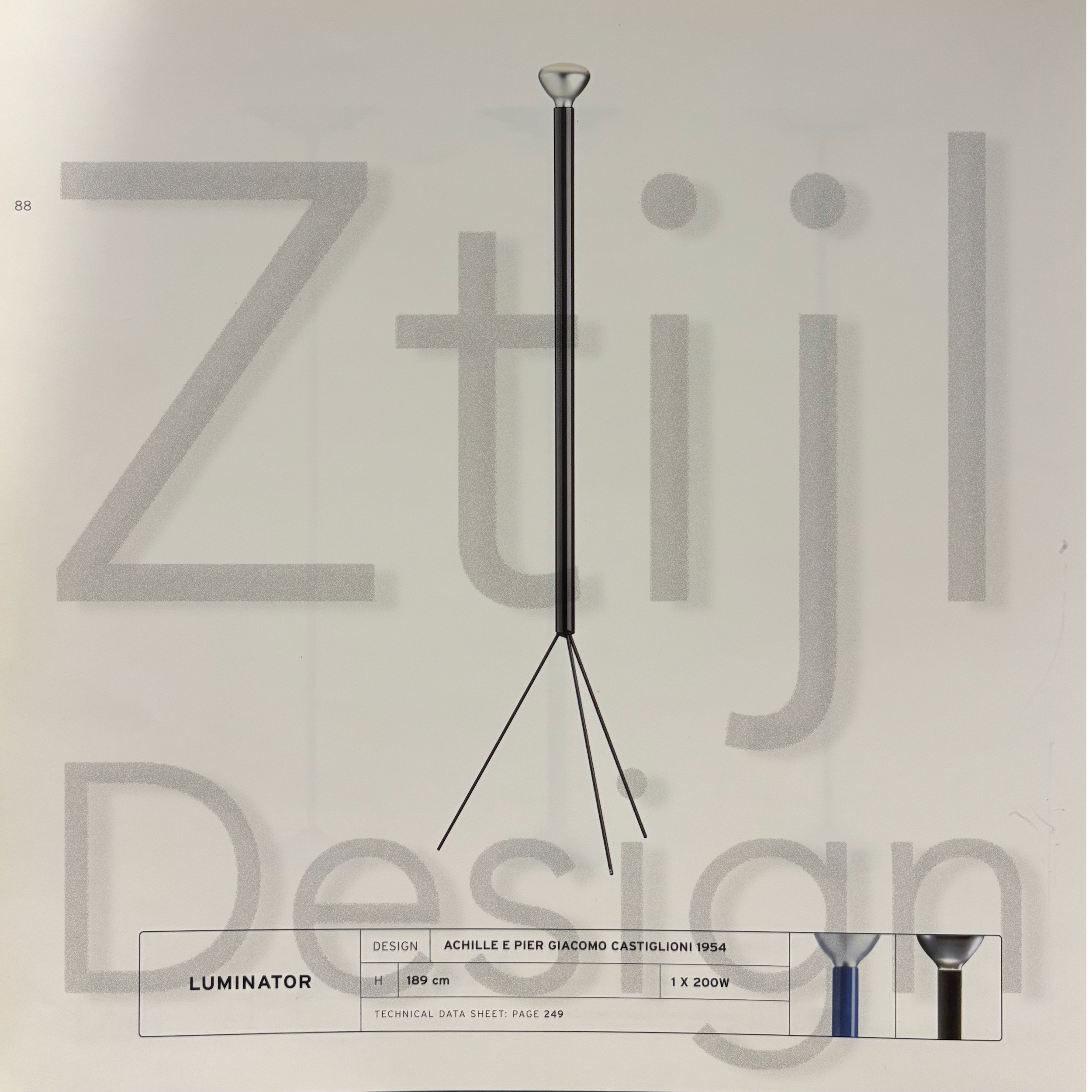 Luminator Vloerlamp van Castiglioni voor Flos uit de Jaren 90 in Antracietgrijs Metaal