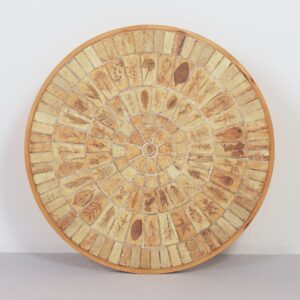 Ronde Salontafel van Roger Capron voor Atelier Capron uit de Jaren 60 in Keramiek en Beukenhout