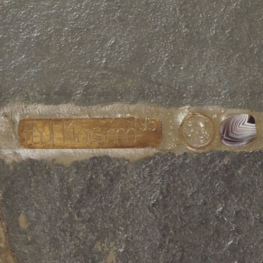 Niervormige salontafel van Paul Kingma uit de jaren 90 in natuursteen en edelsteen