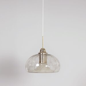 Hanglamp van Doria Leuchten uit de jaren 80 in vulcano glass en messing