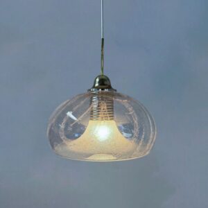 Hanglamp van Doria Leuchten uit de jaren 80 in vulcano glass en messing