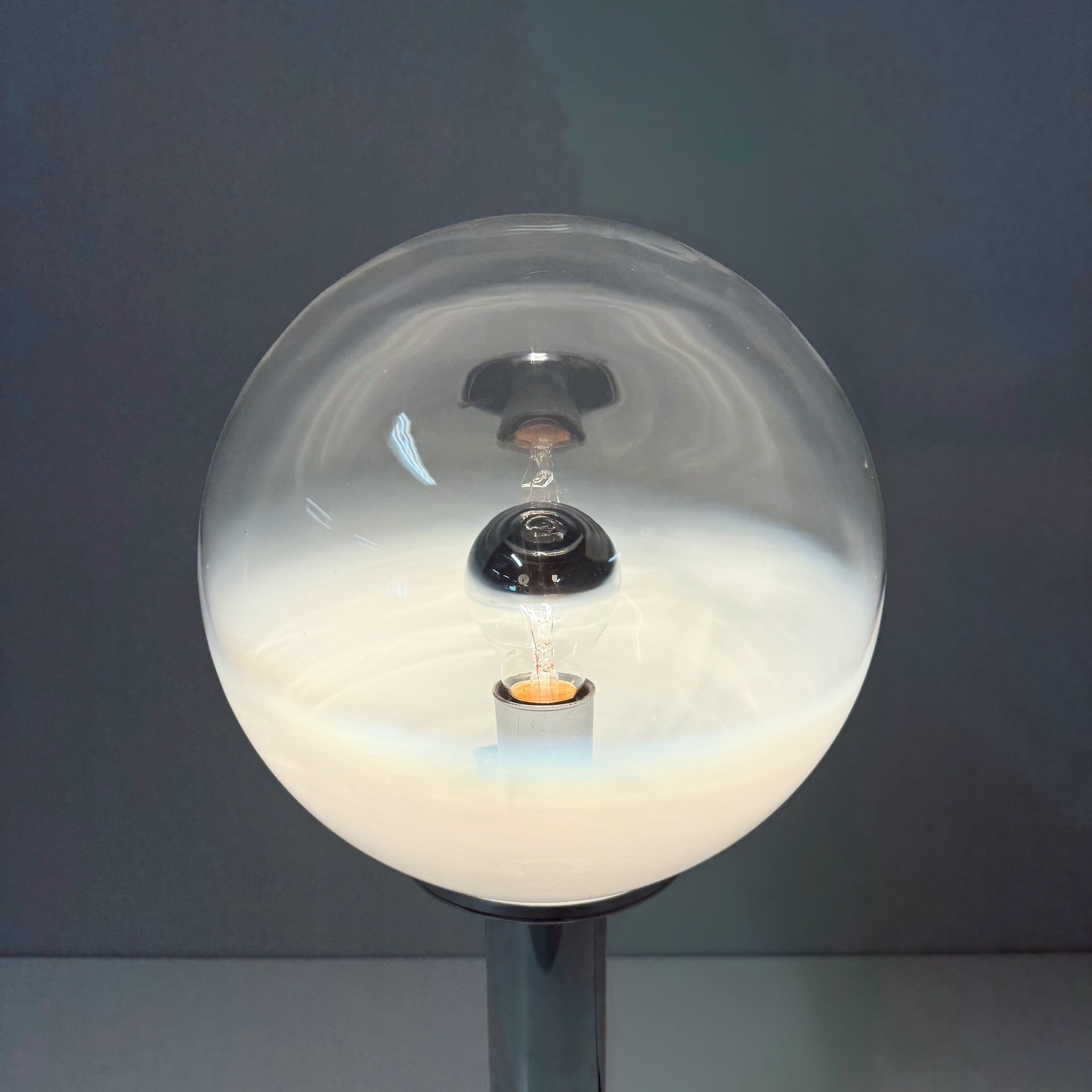 Murano Tafellamp van Targetti Sankey uit de 1960s met Chroom en Glazen Bol