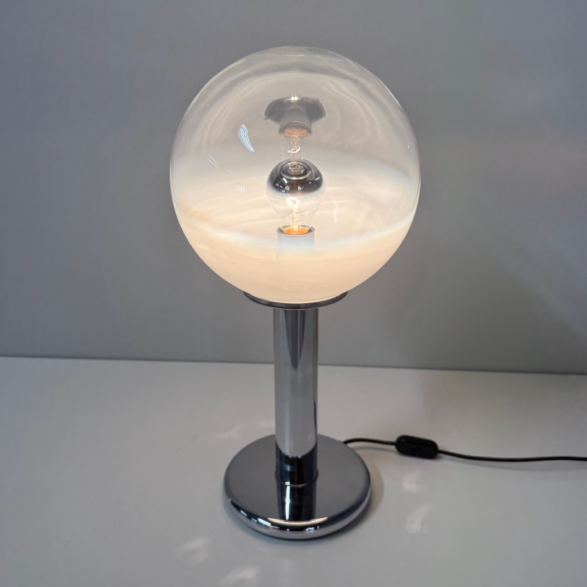 Murano Tafellamp van Targetti Sankey uit de 1960s met Chroom en Glazen Bol