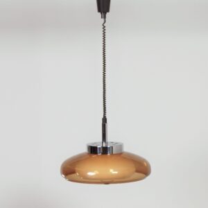 Space Age hanglamp van Dijkstra uit de jaren 70 in bruin perspex