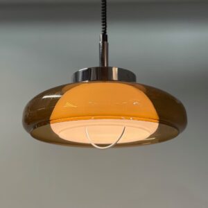 Space Age hanglamp van Dijkstra uit de jaren 70 in bruin perspex