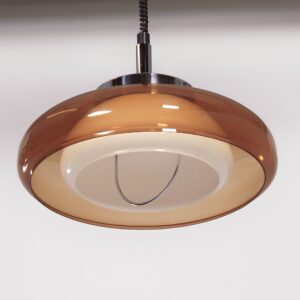 Space Age hanglamp van Dijkstra uit de jaren 70 in bruin perspex