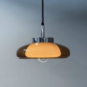 Space Age hanglamp van Dijkstra uit de jaren 70 in bruin perspex