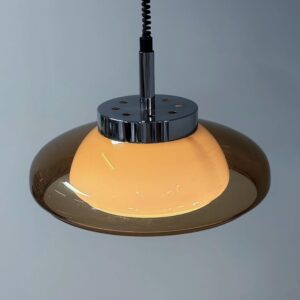 Space Age hanglamp van Dijkstra uit de jaren 70 in bruin perspex