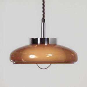Space Age hanglamp van Dijkstra uit de jaren 70 in bruin perspex