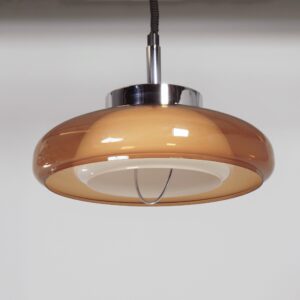 Space Age hanglamp van Dijkstra uit de jaren 70 in bruin perspex