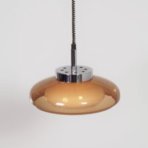 Space Age hanglamp van Dijkstra uit de jaren 70 in bruin perspex
