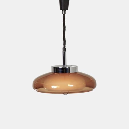 Space Age hanglamp van Dijkstra uit de jaren 70 in bruin perspex