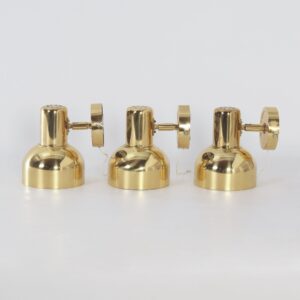 Verstelbare messing wandspots uit Zweden, Scandinavisch design jaren 70