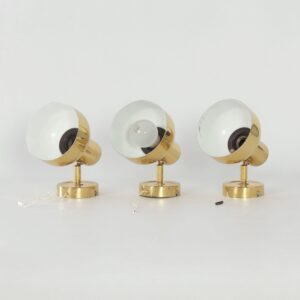 Verstelbare messing wandspots uit Zweden, Scandinavisch design jaren 70