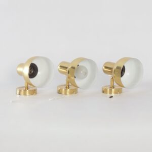 Verstelbare messing wandspots uit Zweden, Scandinavisch design jaren 70