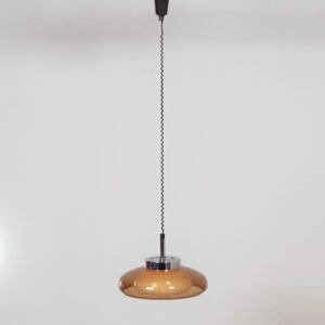 Space Age hanglamp van Dijkstra uit de jaren 70 in bruin perspex