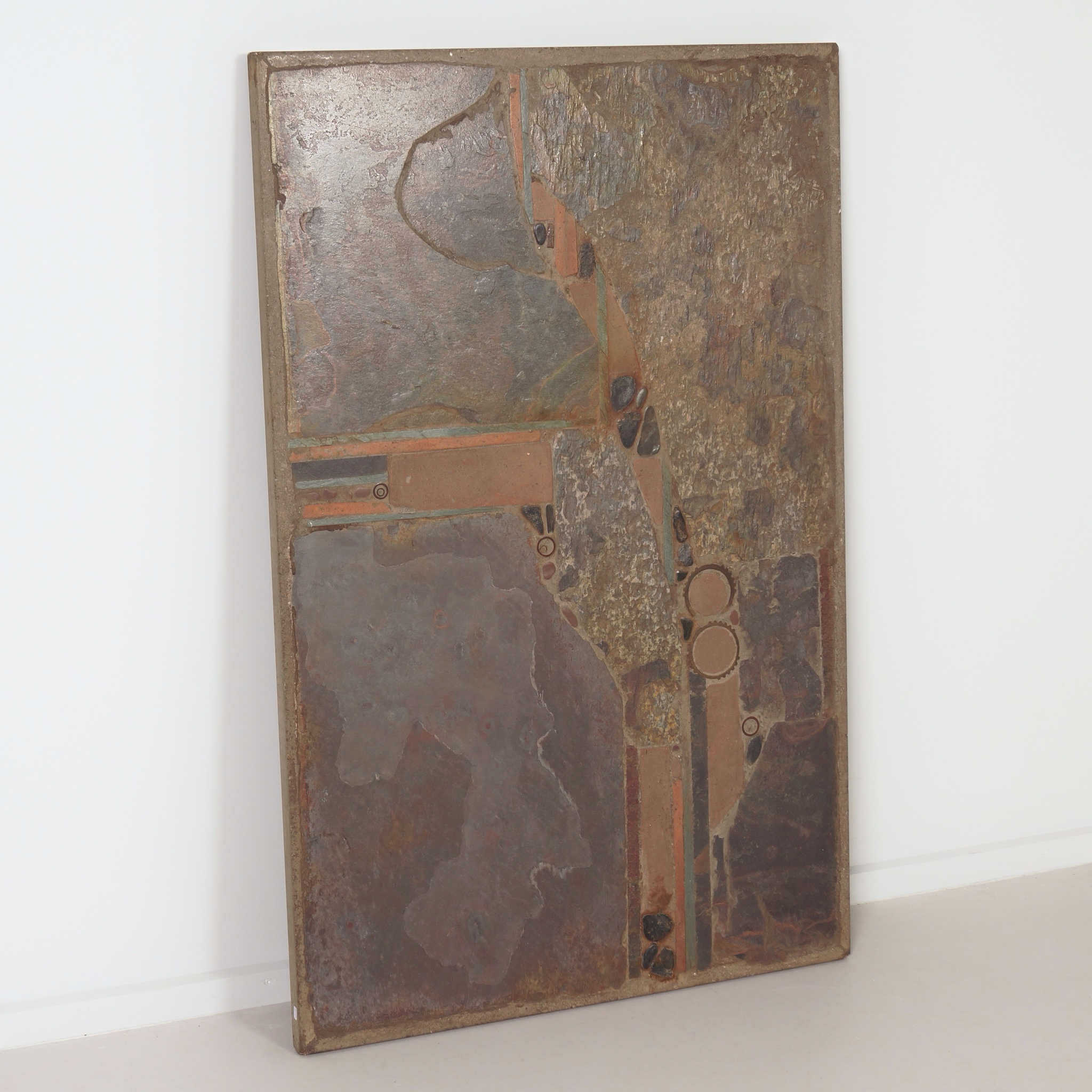 Rechthoekige Salontafel van Paul Kingma uit de jaren 70 met Basalt en Terracotta Inleg