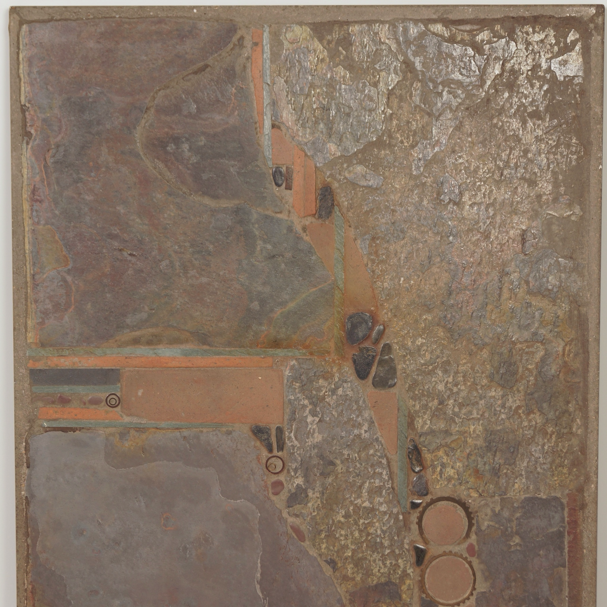 Rechthoekige Salontafel van Paul Kingma uit de jaren 70 met Basalt en Terracotta Inleg