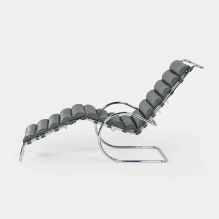 Chaise Longue 242 van Mies van der Rohe voor Knoll, 2000s - Groen Leer, Verstelbaar