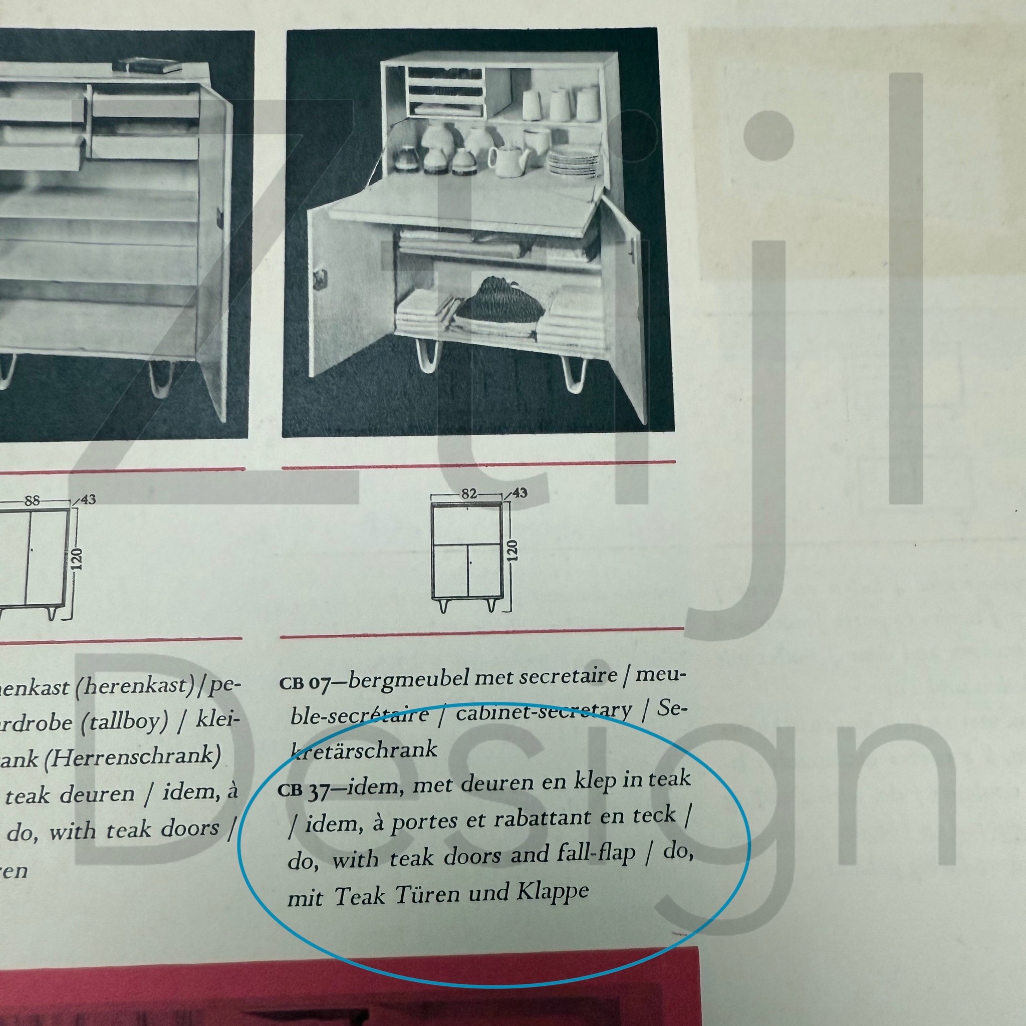 Secretaire kast CB37 van Cees Braakman voor Pastoe, 1957 uit de Berkenserie in berken en teak