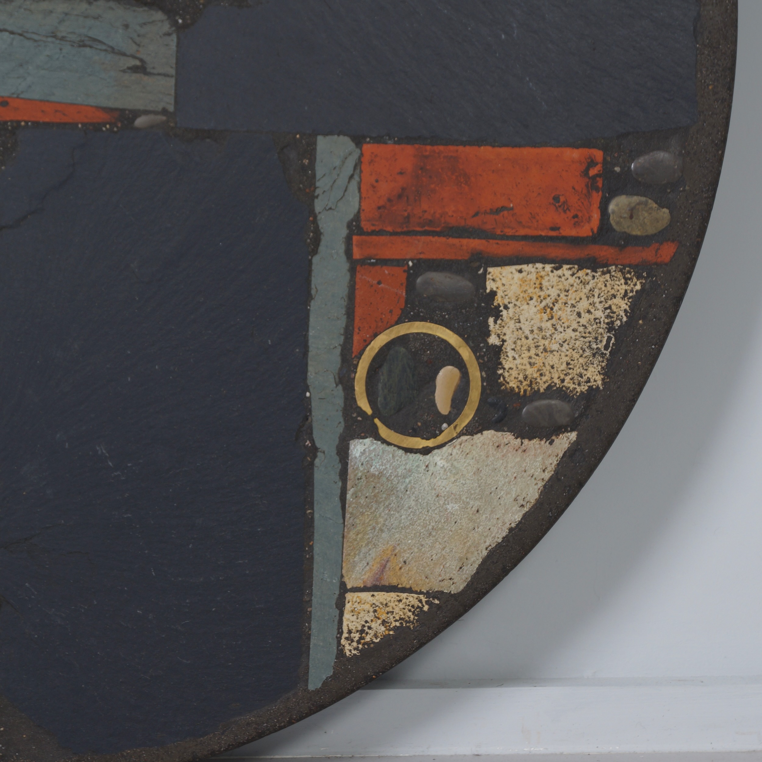 Ronde Salontafel van Paul Kingma in Aardse Tinten | Gemerkt Kingma 1978, Ø99 cm