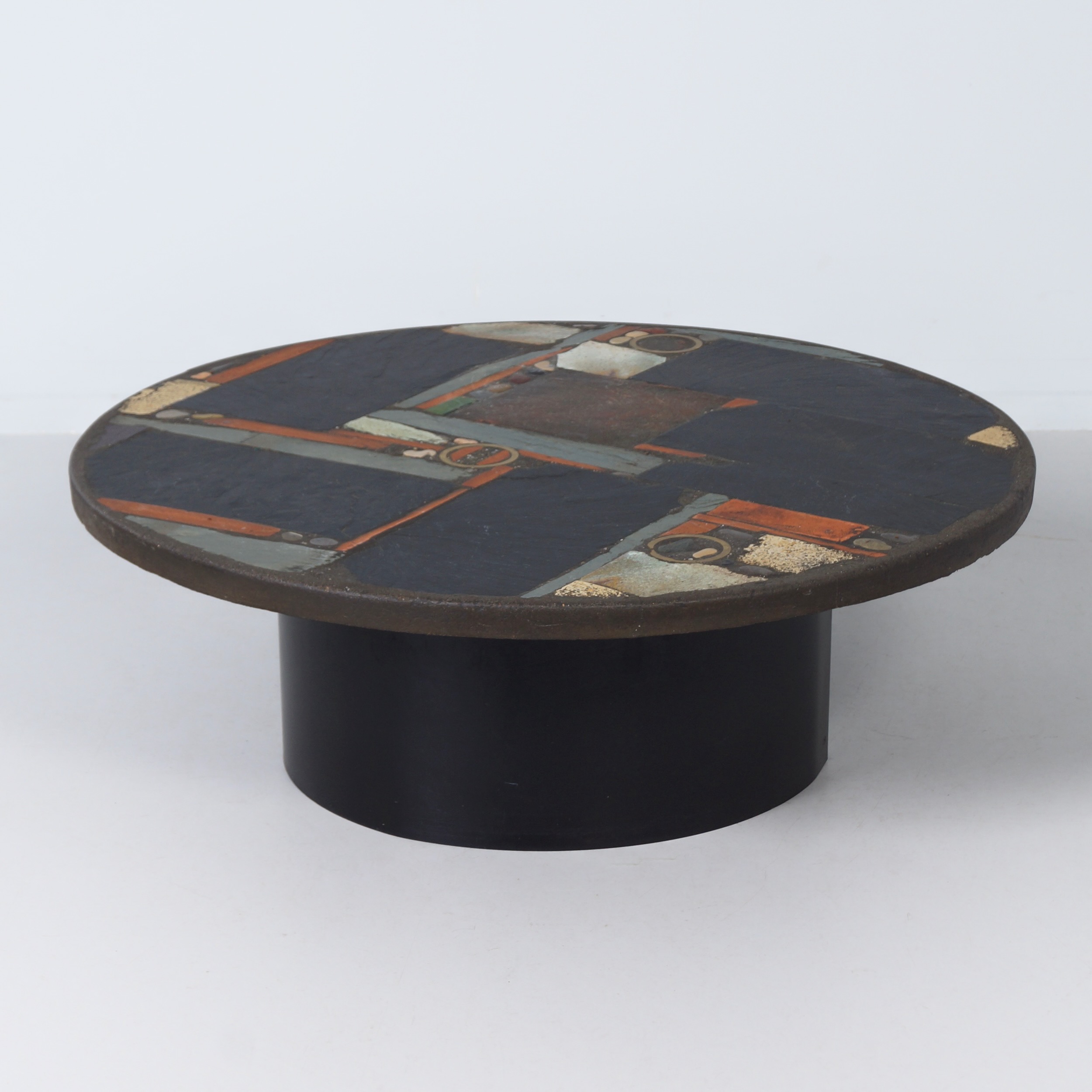 Ronde Salontafel van Paul Kingma in Aardse Tinten | Gemerkt Kingma 1978, Ø99 cm